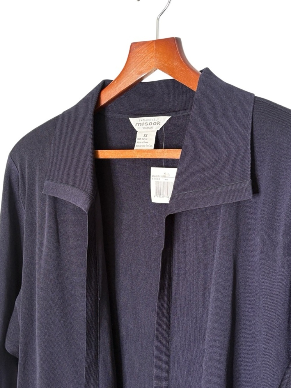 NWT Misook Navy Knit Open Front Cardigan Jacket • Plus Size 3X • $298 - Picture 5 of 12